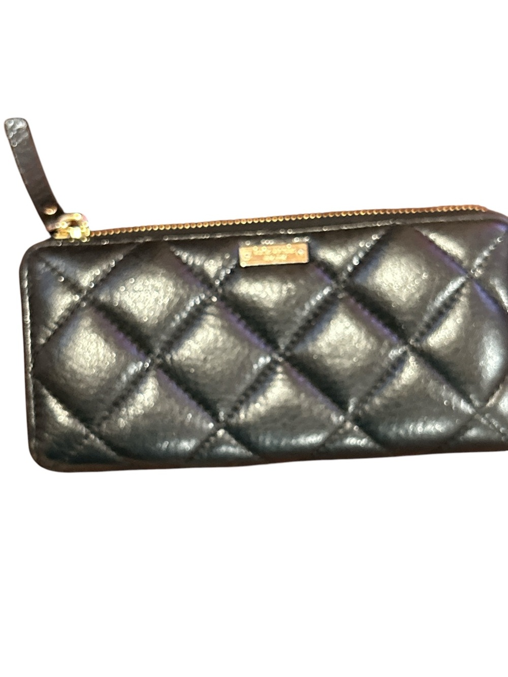 Kate Spade Quilted Black Wallet with Gold Hardware